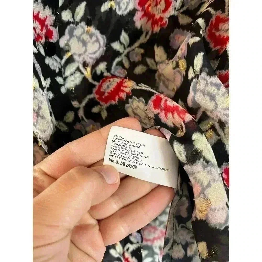 Shoshanna Women’s Floral Long Sleeve Ruffle Floral Button Front Blouse M - Picture 4 of 4